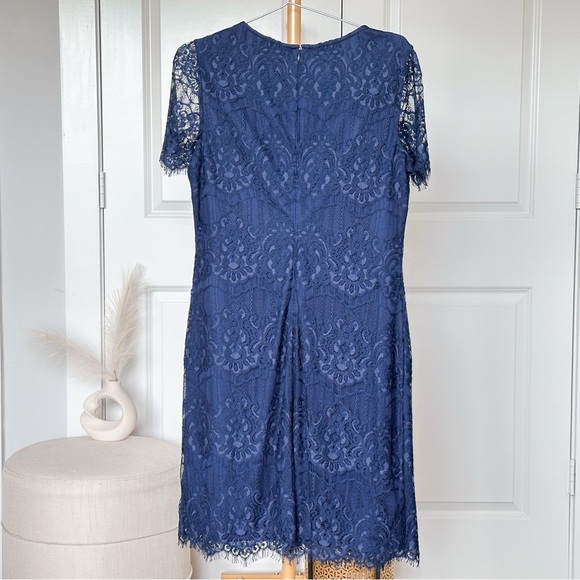 Kensie Blue Sheath Blue Lace Cocktail Dress - Picture 8 of 9